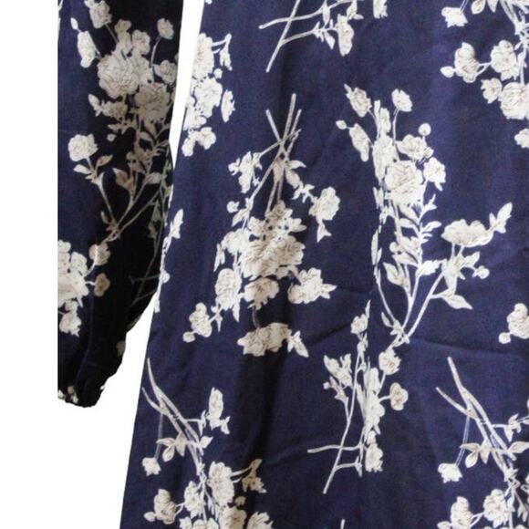 Shein Blue Cream V-Neck Lightweight Floral Print Midi Dress, size 4 ~ Pre-Loved - Picture 6 of 7